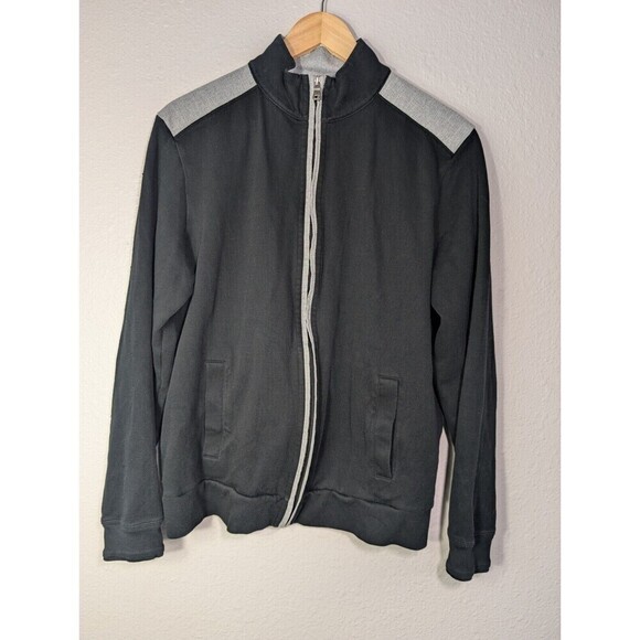 HUGO BOSS Black & Gray Full Zip Sweatshirt Lightweight Jacket Men's Size L 113 - Picture 1 of 8